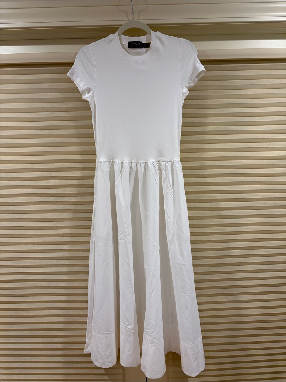 NWOT Ralph Lauren White Short-Sleeve Cotton Midi Dress, Size S
